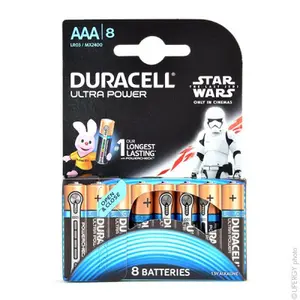 Piles alcalines ultra puissance type AAA 1,5V LR03 Duracell (x8)