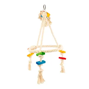 Colorful pyramid bird toy with cubes and rope Duvoplus