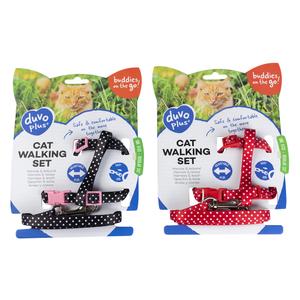 Leine und Geschirr für Katzen Weiße Kugeln Duvoplus image-1