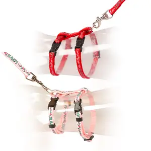 White ball cat leash and harness Duvoplus