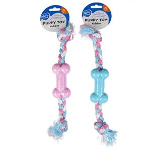 Brinquedo de roer com osso para cães com corda de nylon Duvoplus Dogtoy Puppy TPR image-1