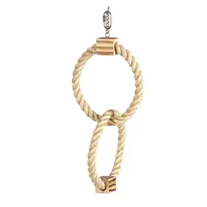 Fågelleksak med dubbel sisalring och grillklossar i trä Duvoplus