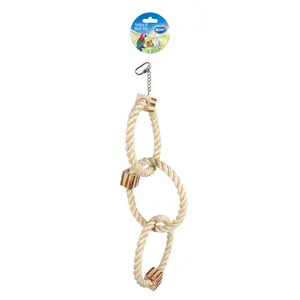 Fågelleksak med trippelring i sisal och grillklossar i trä Duvoplus 1 image-1