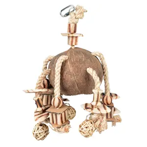 Juguete colgante para pájaros bolas de sauce y bloques de madera Duvoplus Coconut Jungle image-0