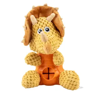 Jouet peluche pour chien distributeur en caoutchouc Duvoplus Triceratops image-0