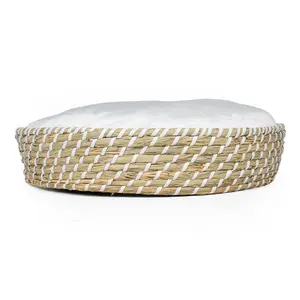 Ronde rieten mand en kussen voor honden en katten Duvoplus image-2