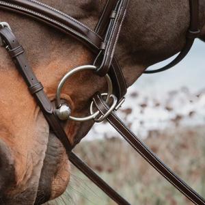 Rubber reins for horse with 7 leather stops, ring closure, without collar Dy'on image-3