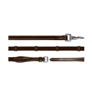 Rênes pour cheval en cuir et tissu avec mousqueton Dy'on 1/2 image-0