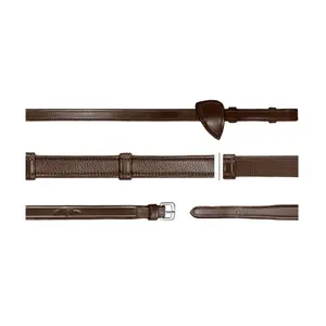 Pferdezügel aus Leder mit 7 Zügelstangen Dy'on Hunter 5/8 image-0