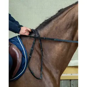 Rênes pour cheval en cuir et tissu avec 9 arretoirs (Sans Stopper) Dy'on 5/8 image-1