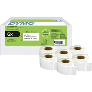 Rouleau de 500 étiquettes adhésives Dymo (x6)