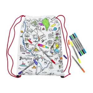 Kinderrucksack - Weltkarte Eat Sleep Doodle image-0