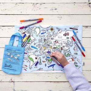 Children's placemat + coloring set - world map Eat Sleep Doodle image-2