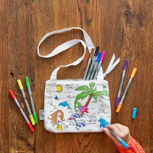 Mermaid print shoulder bag for girls to color. Eat Sleep Doodle image-2