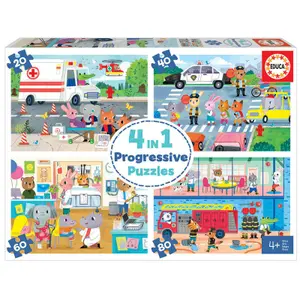 Progressive puzzle of 20-40-60-80 pieces Educa Borras Heroes in Action image-0