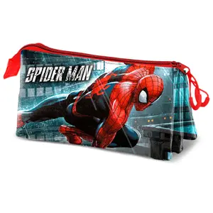 Children's triple Pencil case Educa Borras Marvel Spiderman Rain image-0