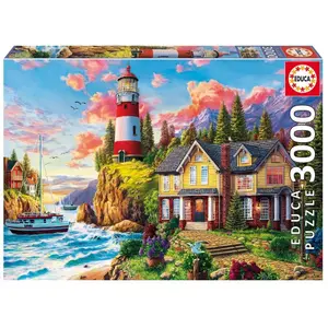 3000-piece puzzle Educa Faro Villa Océano image-0