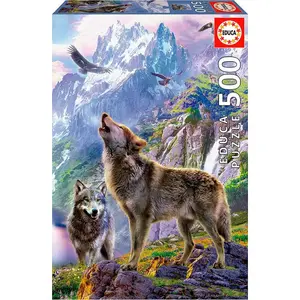 500-piece lobos puzzle in the rocks Educa image-0