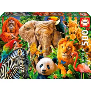 500-piece wild animal collage puzzle Educa image-0