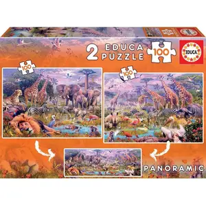 Puzzle 2 x 100 pieces Educa Animales Selva image-0