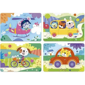 4 in 1 progressive vehicle puzzle Educa My First image-1