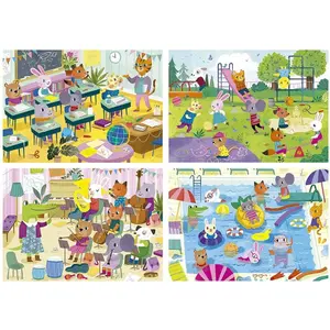 4 in 1 progressive puzzle at school Educa image-1