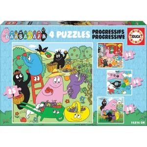 4 in 1 puzzle with 12 to 25 progressive pieces Educa Barbapapá image-0