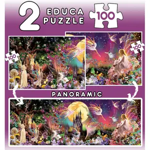 Puzzle 2 x 100 pieces Educa Panorama Hadas image-1
