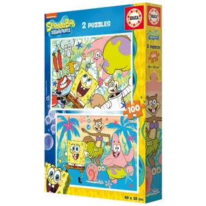 Set of 200 double SpongeBob puzzle pieces Educa image-0