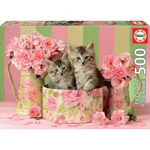 500 piece puzzle Educa Gatito Con Rosas image-0