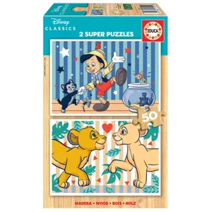 Set of 2 classic wooden puzzles with 20 pieces Educa Disney image-0