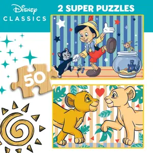 Set of 2 classic wooden puzzles with 20 pieces Educa Disney image-1