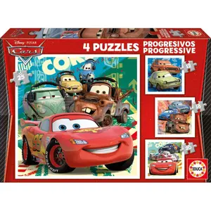 Quebra-cabeça 4 em 1 de 12 a 25 peças progressivas Educa Cars image-0