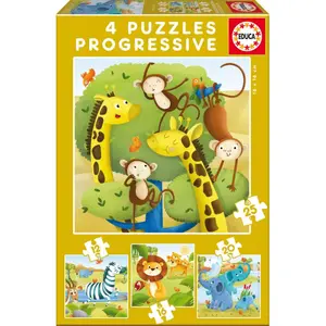 12-16-20-25 piece progressive animal puzzle Educa image-0