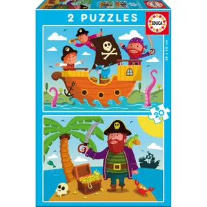 Puzzle 2 x 20 pièces Educa Piratas image-0