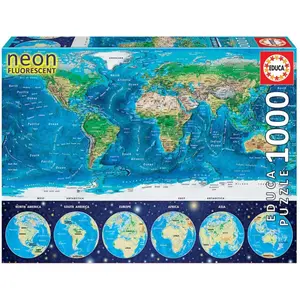 1000 piece puzzle Educa Neón Mapamundi image-0