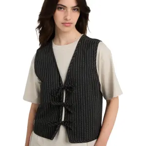 Women's Striped Gilet Element Tie Front image-3