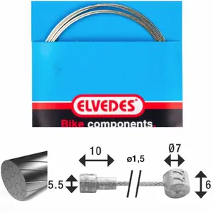 Brake cable 1x19 slick stainless steel wire ø1,5mm v-head ø5,5x10 and t Elvedes image-0