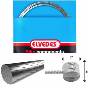 Brake cable 1x19 slick stainless steel wire ø1,5mm t-head ø7x6mm Elvedes image-1