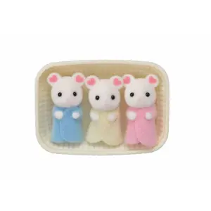 Three marshmallow mouse figurines Epoch D Enfance Sylvanian image-1