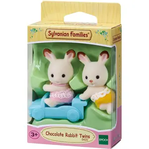Chocolate bunny twins figurine Epoch D Enfance Sylvanian image-0