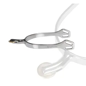 Stainless Steel Riding Spur with Curved Horizontal Cock Equestro SR00079 image-0