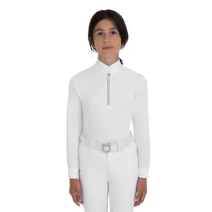 Meisjes wedstrijdpoloshirt met lange mouwen Equestro Stones Tape
