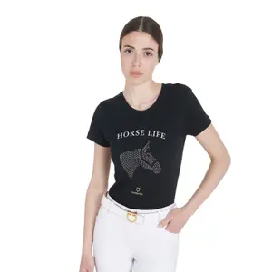 T-shirt με σχέδιο άλογο με στρας για γυναίκες Equestro image-2