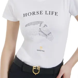 T-shirt με σχέδιο άλογο με στρας για γυναίκες Equestro image-3