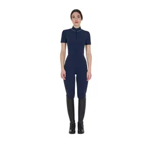 Reitpolo mit Reißverschluss und Perlen am Kragen für Damen Equestro Slim Fit image-0