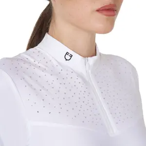 Wedstrijd polo met lange mouwen en strass voor dames Equestro image-2