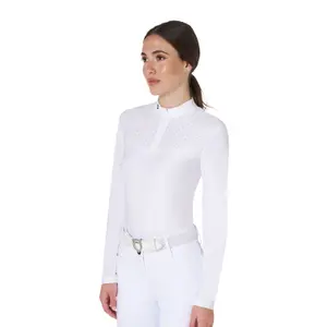 Wedstrijd polo met lange mouwen en strass voor dames Equestro image-3