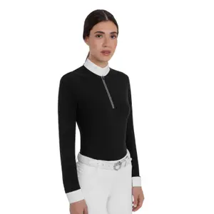 Women's long sleeve competition polo shirt Equestro Stones Tape image-4