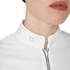Women's long sleeve competition polo shirt Equestro Stones Tape image-2